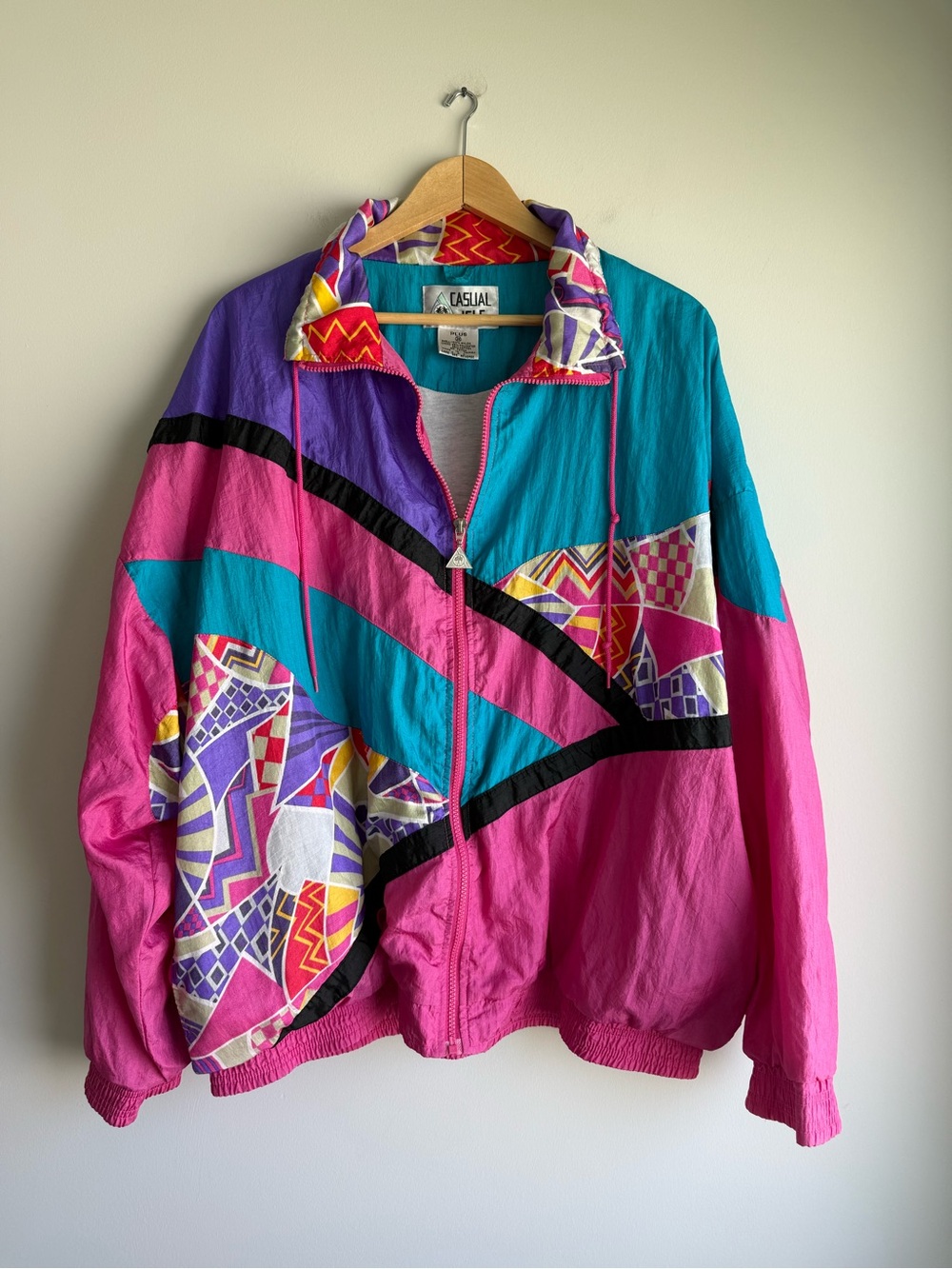 Vintage Casual Isle 80s 90s Colorblock Windbreaker Jacket Plus 3X